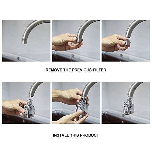 Kitchen Faucet Head, 360°Swivel Water Saving Tap 2-Function Pull Out Spray Head moveable kitchen Nozzle Filter Water tap head Kitchen Accessories
