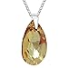 Sterling Silver 925 Made with Imitation of Crystals Golden Shadow Teardrop Pendant Necklace for Women, 18