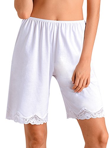 Under Moments Women's Cotton Pant Slip with Lace Trim White 2XL -2PK