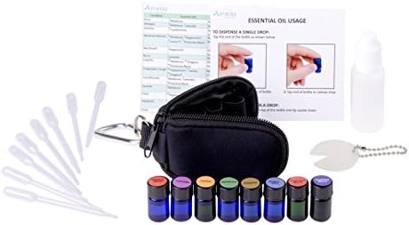 Aroma Designs Personal Health Care Kit - Key Chain Pouch &amp; 8 100% Pure Therapeutic Grade Essential Oils - Protect Blend, Soothe Blend, Frankincense, Lemon, Lavender, Peppermint, Melaleuca, Oregano