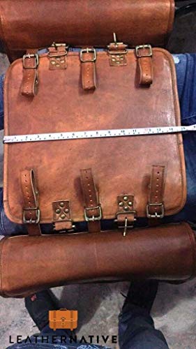 Leather Native 2 X HUGE Motorcycle Side Pouch Brown Leather Side Pouch Classic Saddlebags Saddle Panniers (2 Bags) Summer Sale!