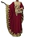 WUBU Sexy Boho Kaftan Maxi Casual Party Prom Long Evening Dress Cocktai Beach Dresses (Burgundy (Style 2))