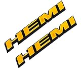 Aimoll 2pcs HEMI Side Fender Emblem Badge Plate Decal with Sticker for Charger V8 RT Ram 1500 Challenger (Yellow)