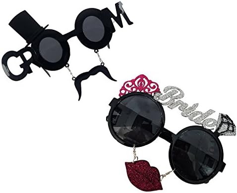 Baal Set of 2 Bride Groom Sunglasses for Couple Dance , Black, 25 Gram, Pack of 1