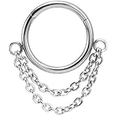 Pierced Owl 16GA 316L Stainless Steel Double Chain Hinged Segment Ring