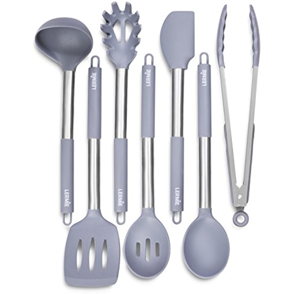7Piece Utensil Sets Silicone Kitchen Utensils Slotted Turner, Spoon