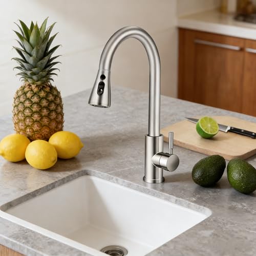 Kitchen Sink Tap with 3 Modes, Kitchen Mixer Tap with Pull-Out Shower, 50 cm, 360° Swivel Spout, SUS 304 Kitchen Tap, Kitchen Taps with G3/8 Inch Connection
