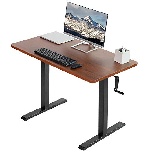 VIVO Manual Height Adjustable 43 x 24 inch Stand Up Desk, Dark Walnut