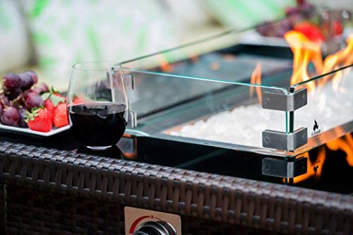 Outland Fire Table 3 Piece Rectangle Accessory Set - Tempered Glass Lid Insert, Tempered Glass Wind Guard Fence and UV & Water Resistant Durable Cover for Series 401 Outdoor Propane Fire Pit Tables - Thumbnail 7