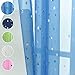 Kid Boy Room Window Sheer Sky Blue Curtain Panels Rod Pocket Beautiful Star Voile Sheer Drapes Curtains for Bedroom Living Room Nursery Room,Window Treatments,39 x 79 inch,Blue,1 Panel