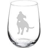 MIP Wine Glass Goblet Cute Pitbull with Heart (17 oz Stemless)