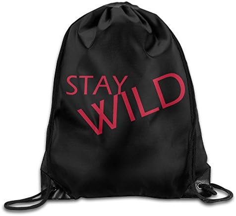 Drawstring Backpack Art Design Print Rucksack Shoulder Bags Gym Bag Hip Hop Stay Wild Wander Animal 17"x12" FRICSTAR
