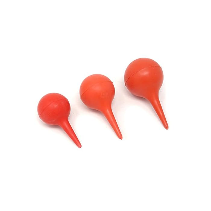 Honbay 3PCS Laboratory Tool Red Rubber Squeeze Bulb Ear Syringe Ball,30ml,60ml,90ml