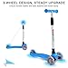 BELEEV Scooters for Kids 3 Wheel Kick Scooter for Toddlers Girls Boys, 4 Adjustable Height, Lean to Steer, Light up Wheels, Extra-Wide Deck, Easy to Assemble for Children Ages 3-12 (Blue Black)