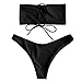 ZAFUL Women's Bathing Suit Adjustable Back Lace-up Bandeau Bikini Set