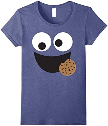 Womens Cute Cookie and Scary Monster Halloween T-shirt Small Heather Blue