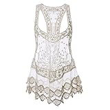 Colorful House Women's Lace Crochet Beachwear Dress Bikini Swimsuit Cover up, Beige
