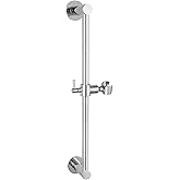 Shower Slide Bar Adjustable Handheld Shower Head Holder Wall Mount - 15inch All-Metal Shower Head Slide Bar Compatible with Bathroom Drill Free Glue Installation - Polished Chrome