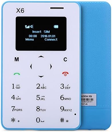 Generic AIEK X6 Card Mobile Phone, Network: 2G, 4.8mm Ultra Thin Pocket Mini Slim Card Phone, 1.0 inch LED Display, QWERTY Keyboard, FM, Calendar, Calculator, Alarm, Size: 85 x 52 x 4.8 mm(Blue)