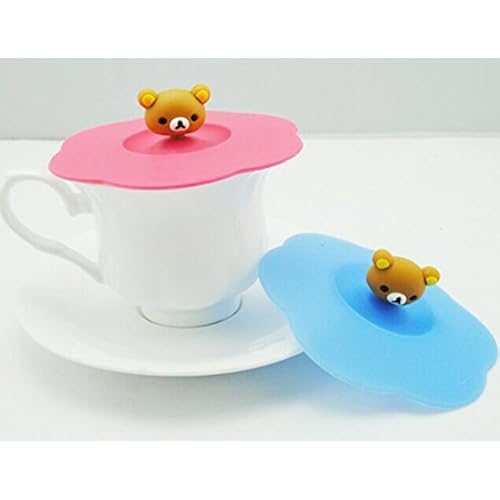 Rimobul 4 Pcs Leakproof Silicone Cup Lid Cover, Random Color (Bear) Health & Household, Household Supplies, Paper & Plastic, Disposable Drinkware