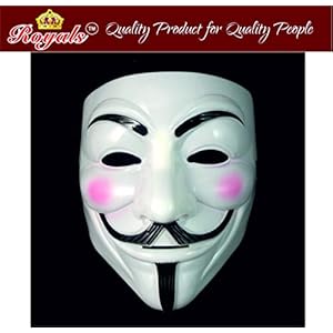 Royals V for Vendetta Comic Anonymous Guy Fawkes Face Mask, White , (Pack of 1)