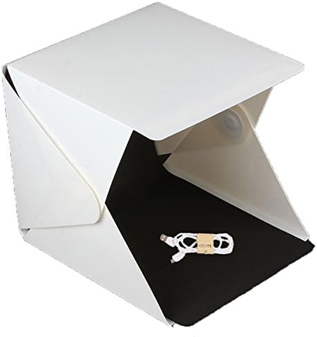 9"x9.5" Tabletop Professional Lighting Kit for Product Photography with LED Lights - Portable Folding Mini Photo Studio Lightbox Shooting Tent Box - Black and White Background - USB Cable