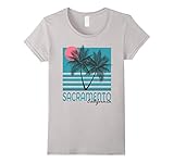 Womens Sacramento California T Shirt Vintage Souvenirs Small Silver