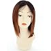 Full Lace Wig Straight Human Hair Glueless Lace Front Wigs Bob Cut 100% Brazilian Virgin Hair Ombre Color Natural Looking Short Wigs with Baby Hair (Lace Front Wig,10 inch 150% density)