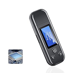 KuWFI USB 5.0 Bluetooth-adapter, LCD-scherm Bluetooth-zender en ontvanger, audioadapter voor pc, tv, luidspreker, auto…