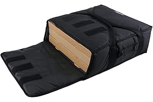 YOPRAL Insulated Food Delivery Bag Pizza Delivery Bags Professional Pizza Warmer Carrier Bags Moisture Free for Three 16" Pizza (PB03-0016-Black)