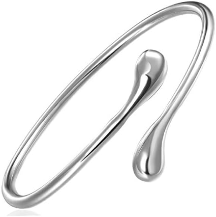 Fashion Women Jewelry Solid 925 Sterling Teardrop Bangle Bracelet for Lady's Valentine Gift (F)