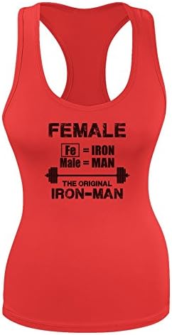 Vine Fresh Tees - Female The Original Iron Man Racerback - Ladies / Juniors Medium, Red