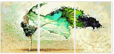 Made4u [ 3 Pieces Split Series Dance Girl  [ 20" x 3 ] [ Wood Framed ] Paint By Numbers Kit with Brushes and Paints ( Dance Girl 2 ) YCGP21