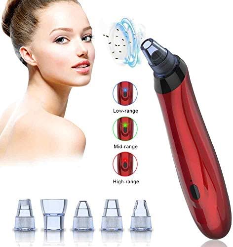 Blackhead Remover Pore Vacuum Extractor, 5- in-1 Electric Blackhead Vacuum Suction USB Rechargeable 3 Adjustable Strength Beauty Exfoliators Machine Pore Cleanser for Acne Facial Pore Clean