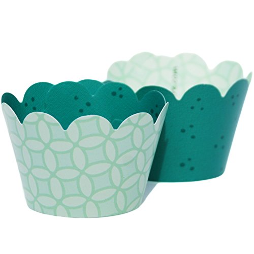 MINI Mint Green Cupcake Wrappers Teal Polka Dots, 50's Retro Design, 24 Wraps, Confetti Couture Party Supplies