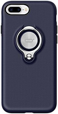 iPhone 7 Plus case Built in Magnetic Ring Holder Anti-Scratch Ring Grip Kickstand Shock Absorption 360 Degree Rotating bumper Sturdy,Three In One MultiFunctional (iPhone 7 Plus Dark Blue)