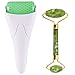 Face Ficial Jade Ice Roller – Natural 100% Real Jade Roller Anti Wrinkle Gua Sha Tool With Cooling Ice Roller for Face & Eye Puffiness Migraine Pain Relief Facial Massager Treatment Skin Care Products