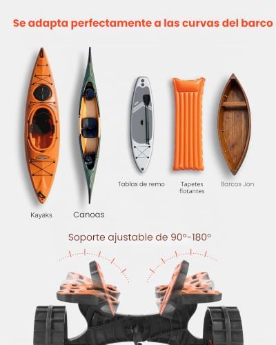 Remolque Horizontal para Kayak, Remolque Plegable 615 x 325 x 320 mm con Neumáticos de Goma Maciza de 25,4 cm y 1 Correa de Trinquete Carga 136 kg, Carrito para Tabla de Surf de Remo, Kayaks