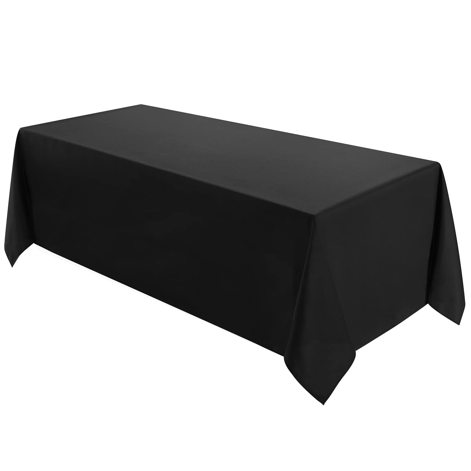 Photo 1 of VidaFete Tablecloth 90 * 132inch Rectangle Table Cloth Polyester, Stain Wrinkle Resistant Polyester Dining Table Cover for Kitchen Dinning Party Wedding Rectangular Tabletop Buffet Decoration(Black)