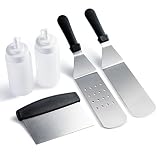 Owlike Blackstone Griddle Accessories Griddle Spatula Kit Tool Set, Griddle Cooking Set- 2 Spatulas 1 Chopper Scrapper And 2 Bottles, For Kitchen Flat Top Outdoor Griddle Cooking Camping Tailgating