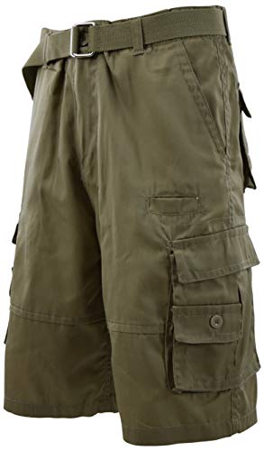 ChoiceApparel Mens Cargo Shorts with Belt (Many Pockets) (32, 505-Dark Khaki)