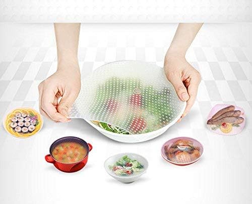 Rolican Silicone Stretch Lids Reusable 3 Pack Food Wrap Seal Covers keep food fresh for Environmental Food Wraps-26x26cm/15x15cm