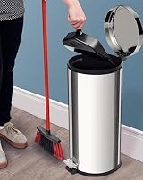 Tramontina 30L Pedal Bin Stainless Steel with Lid Removable Inner Bucket view 2