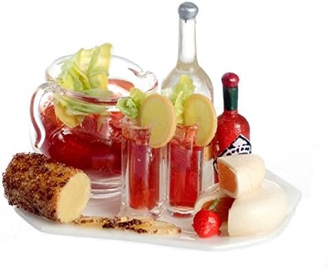 Dollhouse Miniature Bloody Mary Set up on a Tray