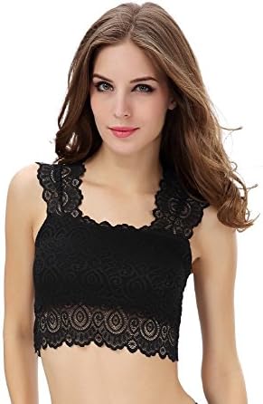Shawhuaa Womens Lace Overlay Padded Bra Tank Top Half Cami