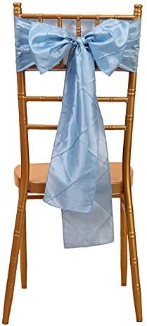 Remedios 1 Piece Taffeta Pintuck Chair Sashes Bow Ribbon for Wedding Party Decoration, Baby Blue