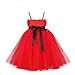YiZYiF Baby Girl's Christmas Sash Bow Spaghetti Straps Party Dress Up 3T Red