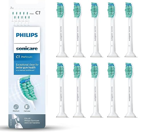 Philips Sonicare, Têtes de brosses à dents électriques soniques ProResults Standard, Blanc, Lot de 10, modèle HX6010/32