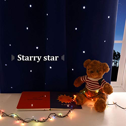 image for NICETOWN Starry Sky Curtains for Nursery - Navy Grommet Design Window 