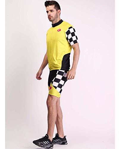 Knowtek Men's Cycling Jersey Set Bicycle Short Sleeve Quick Dry Breathable Shirt + Cycling Bib Shorts Cushion Padded Shorts